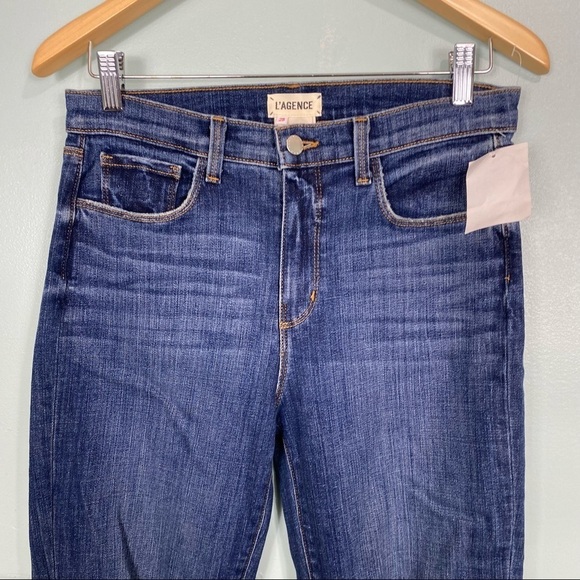 L’agance Jordan Cropped Straight High Rise Sz 28 Blue - Picture 2 of 9